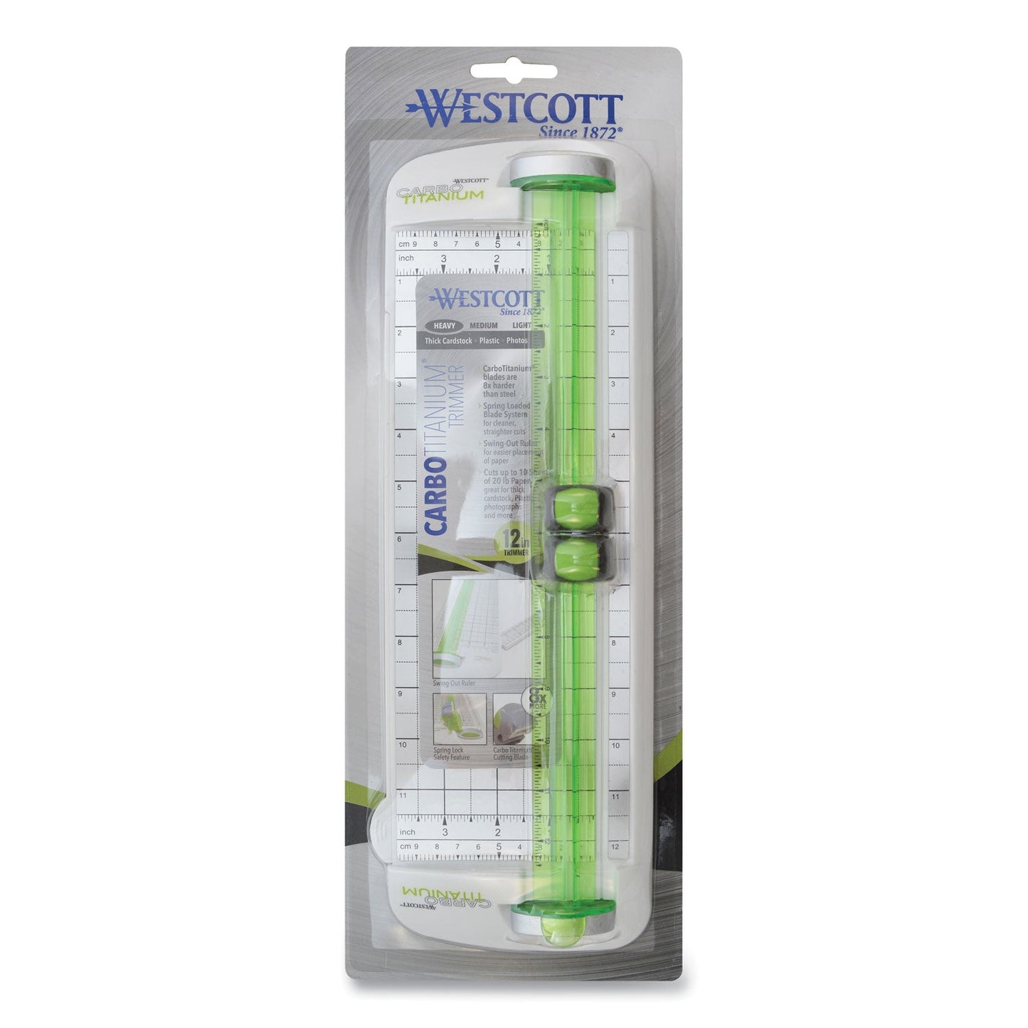 Westcott CarboTitanium Personal Trimmer, 10 Sheets, 12" Cut Length, Plastic Base, 6.88 x 12