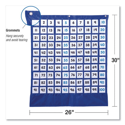 Carson-Dellosa Education Hundreds Pocket Chart, 105 Pockets, 26 x 30, Blue
