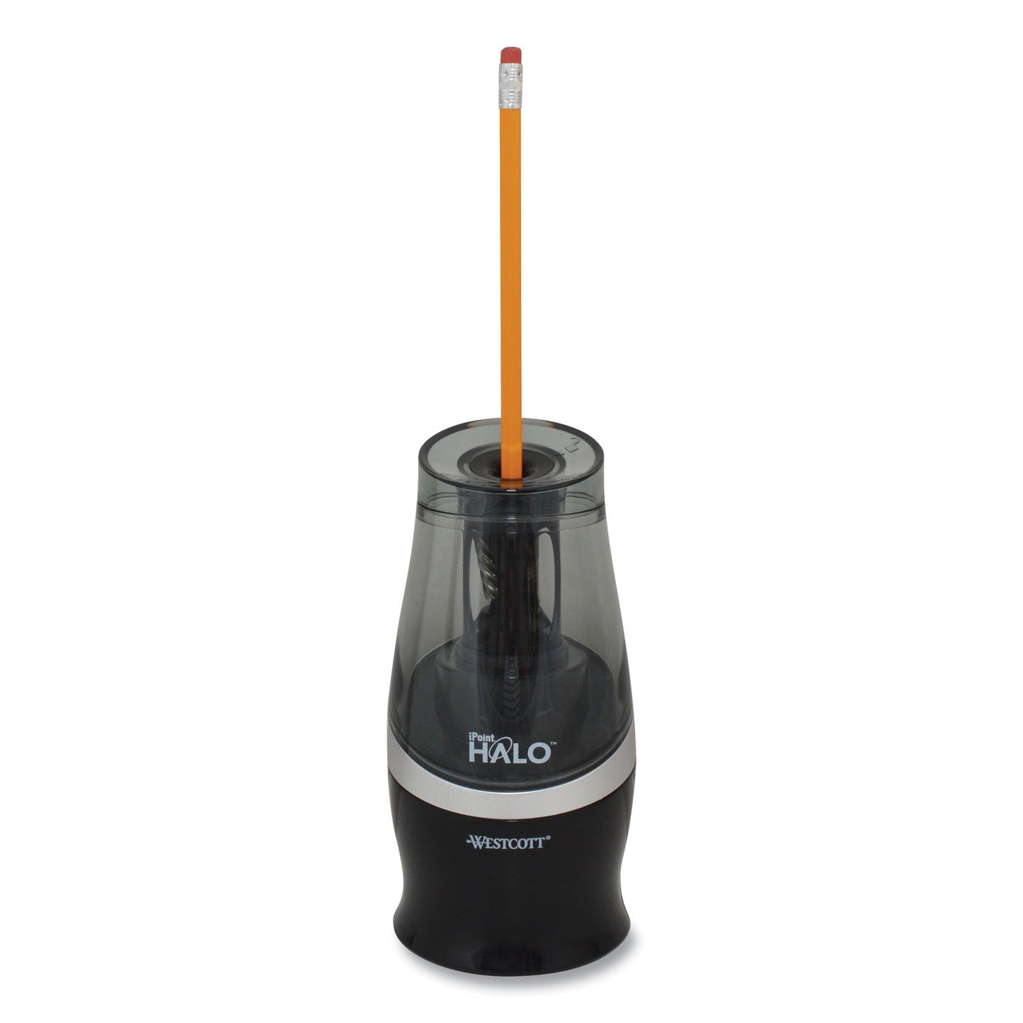 Westcott Halo Colored Pencil Non-Stick Electric Sharpener, AC-Powered, 3.5 x 6.75, Black/Silver