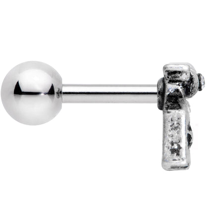 16G 1/4 Clear Gem Rockin' Revolver Gun Cartilage Tragus Earring