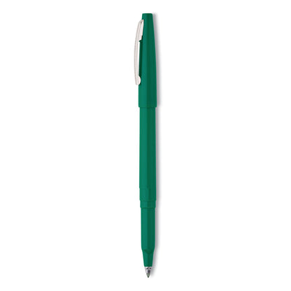 Pentel Rolling Writer Roller Ball Pen, Stick, Medium 0.8 mm, Green Ink, Green Barrel, Dozen