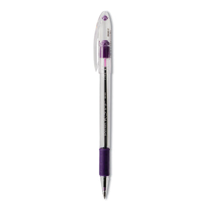 Pentel R.S.V.P. Ballpoint Pen, Stick, Fine 0.7 mm, Violet Ink, Clear/Violet Barrel, Dozen