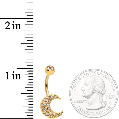 Clear Gem Gold Tone Magnificent Mystical Crescent Moon Belly Ring