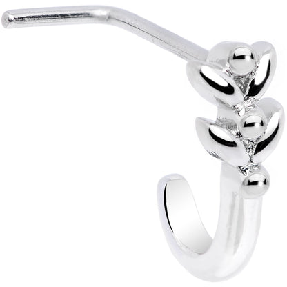 20G Twin Tulips Flower Faux Hoop L Shaped Nose Ring