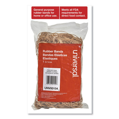 Universal Rubber Bands, Size 54 (Assorted), Assorted Gauges, Beige, 1 lb Box