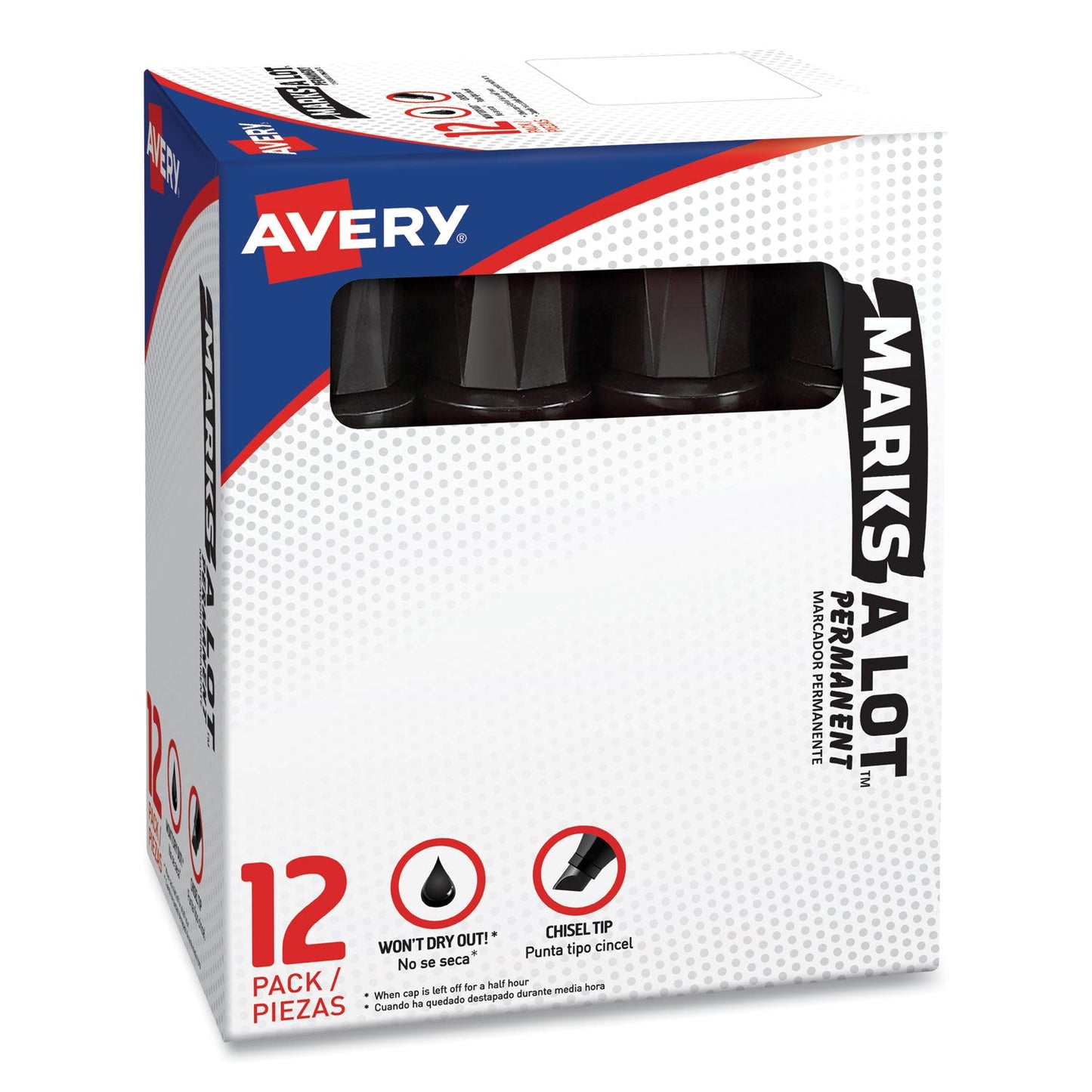 Avery MARKS A LOT Extra-Large Desk-Style Permanent Marker, Extra-Broad Chisel Tip, Black (24148)