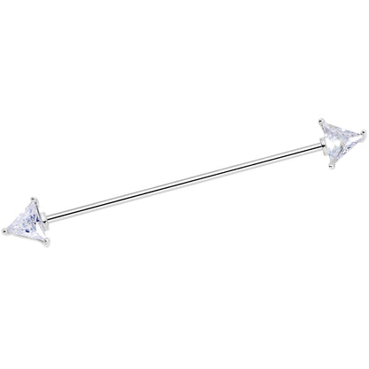 16G Black Clear Gem Love Triangles Industrial Barbell Bonus Pack Set