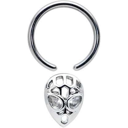 16G 3/8 Clear CZ Gem Openwork Alien Hinged Segment Ring