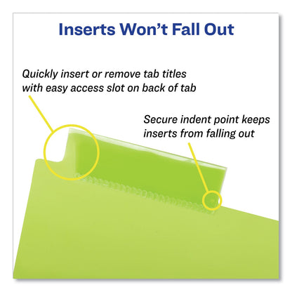 Avery Insertable Big Tab Plastic 2-Pocket Dividers, 5-Tab, 11.13 x 9.25, Assorted, 1 Set