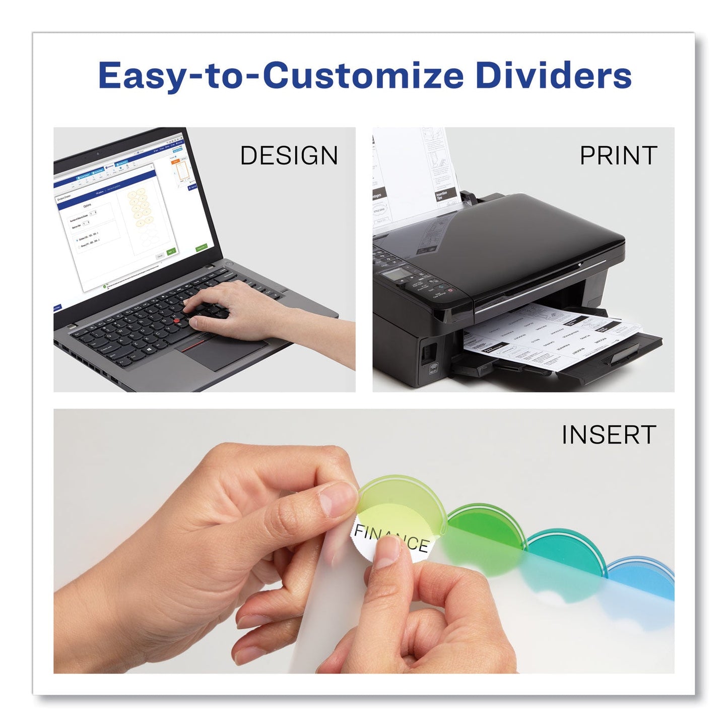 Avery Insertable Style Edge Tab Plastic 1-Pocket Dividers, 8-Tab, 11.25 x 9.25, Translucent, 1 Set
