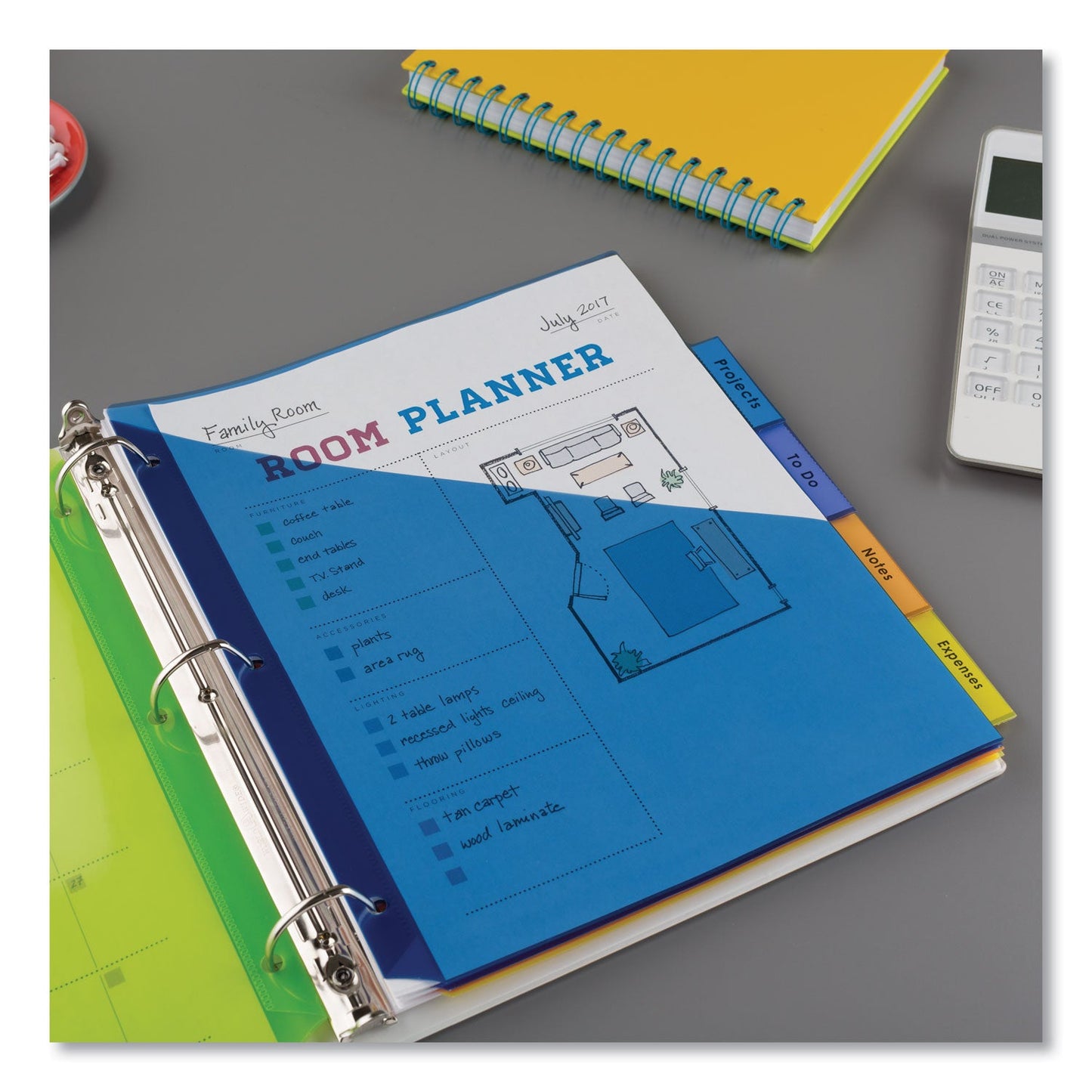 Avery Insertable Big Tab Plastic 2-Pocket Dividers, 5-Tab, 11.13 x 9.25, Assorted, 1 Set