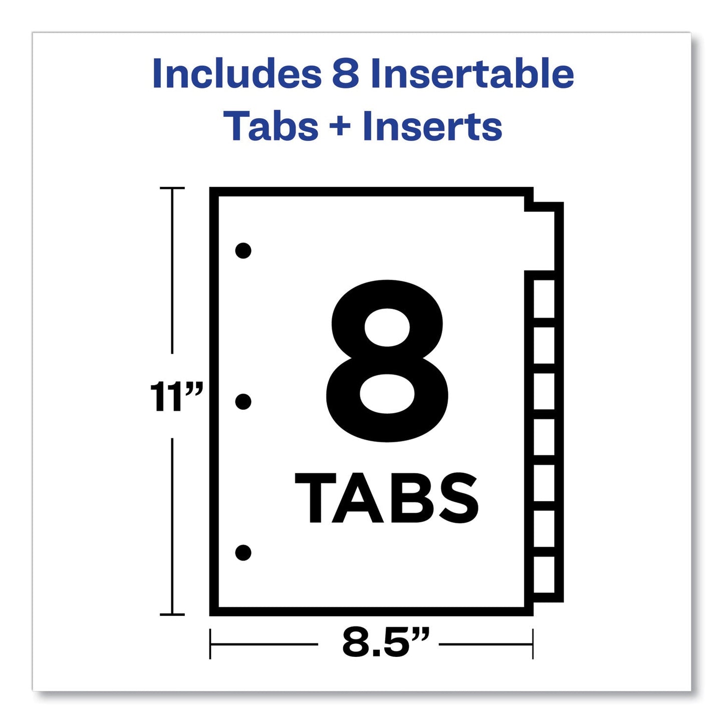 Avery Insertable Big Tab Plastic 2-Pocket Dividers, 8-Tab, 11.13 x 9.25, Assorted, 1 Set