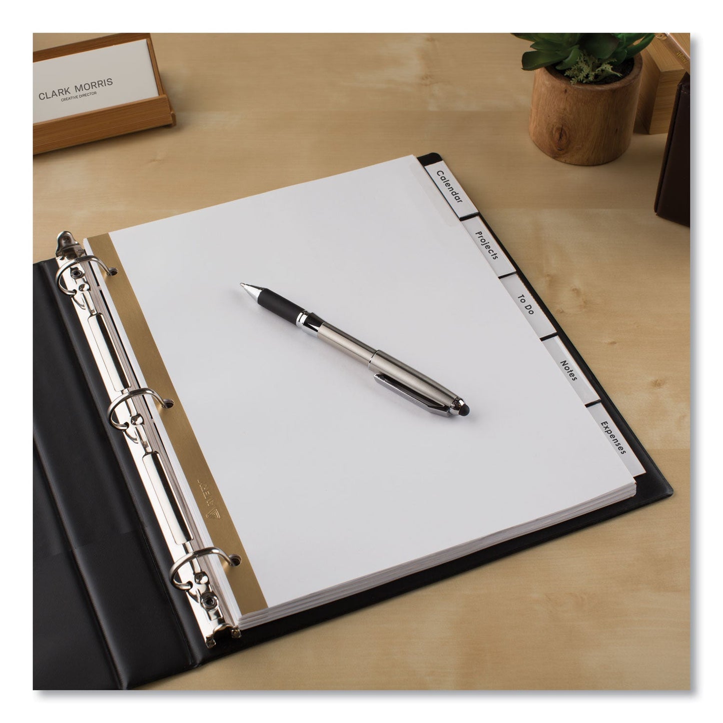 Avery Insertable Big Tab Dividers, 5-Tab, Double-Sided Gold Edge Reinforcing, 11 x 8.5, White, Clear Tabs, 1 Set