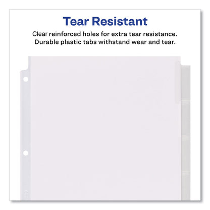 Avery Insertable Big Tab Dividers, 5-Tab, Single-Sided Copper Edge Reinforcing, 11.13 x 9.25, White, Clear Tabs, 1 Set