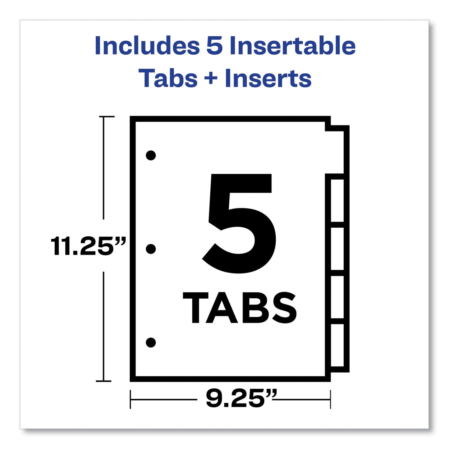 Avery Insertable Big Tab Dividers, 5-Tab, Single-Sided Copper Edge Reinforcing, 11.13 x 9.25, White, Clear Tabs, 1 Set