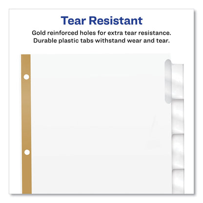Avery Insertable Big Tab Dividers, 8-Tab, Double-Sided Gold Edge Reinforcing, 11 x 8.5, White, Clear Tabs, 1 Set
