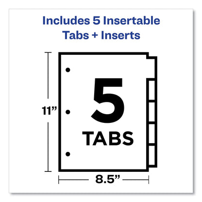 Avery Insertable Big Tab Dividers, 5-Tab, Double-Sided Gold Edge Reinforcing, 11 x 8.5, White, Assorted Tabs, 1 Set