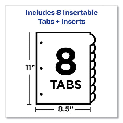 Avery Insertable Big Tab Dividers, 8-Tab, Double-Sided Gold Edge Reinforcing, 11 x 8.5, Buff, Clear Tabs, 1 Set