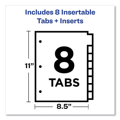Avery Insertable Big Tab Dividers, 8-Tab, Double-Sided Gold Edge Reinforcing, 11 x 8.5, Buff, Clear Tabs, 1 Set