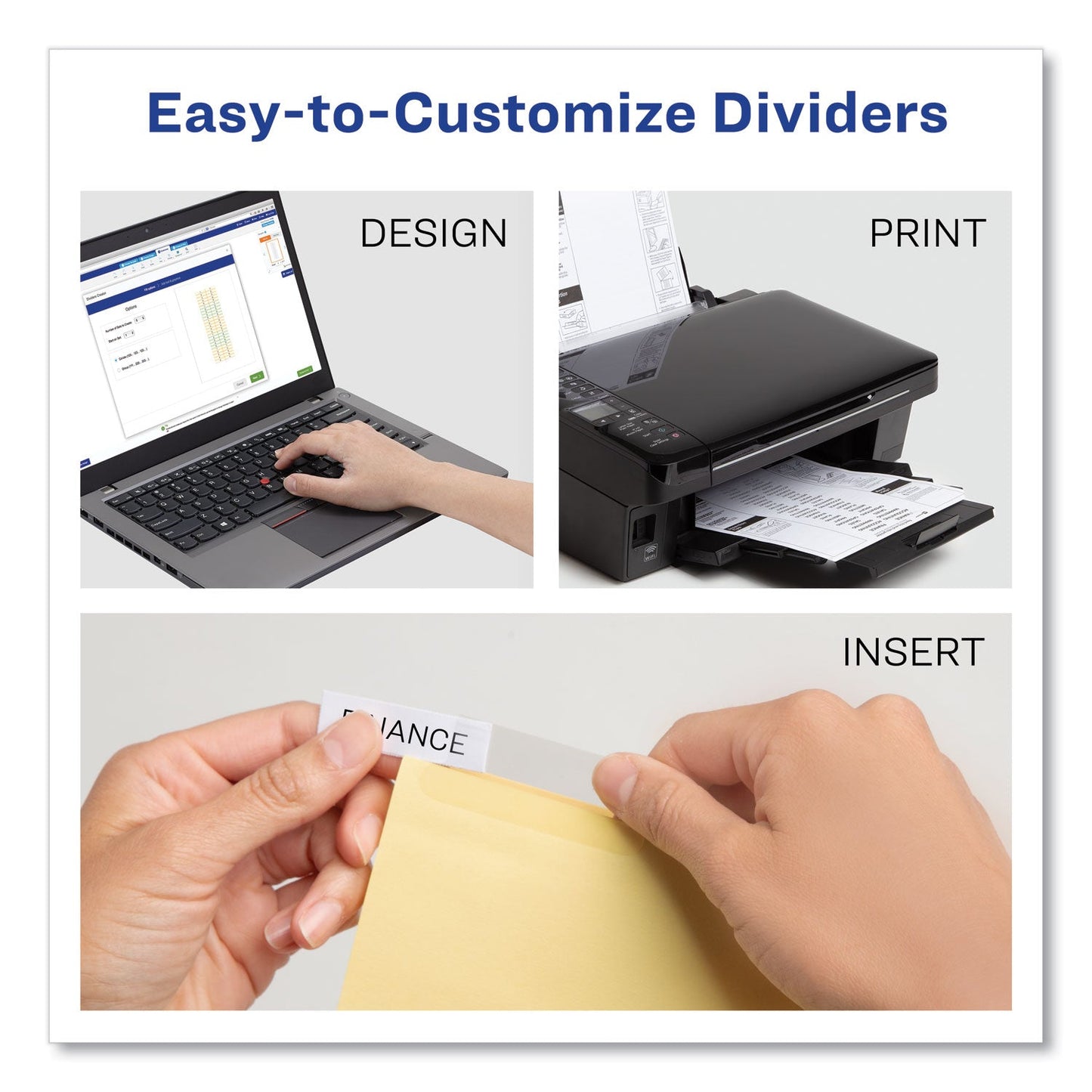 Avery Insertable Big Tab Dividers, 5-Tab, Single-Sided Copper Edge Reinforcing, 11 x 8.5, Buff, Clear Tabs, 1 Set