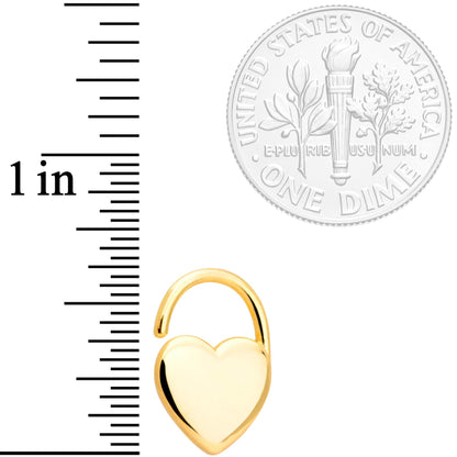 16G 5/16 Gold Tone Padlock Heart Closure Ring