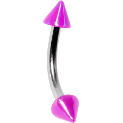16G 5/16 Pearlescent Purple Cone Ends Curved Eyebrow Ring