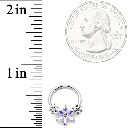 16G 3/8" Aurora CZ Gem Flower BCR Captive Ring
