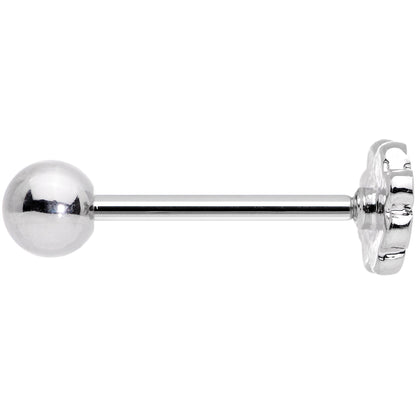 White Pink Sweet Springtime Easter Flower Barbell Tongue Ring