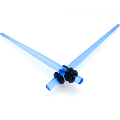 Blue Acrylic Straight Taper Set Available in Sizes  14G to 00G