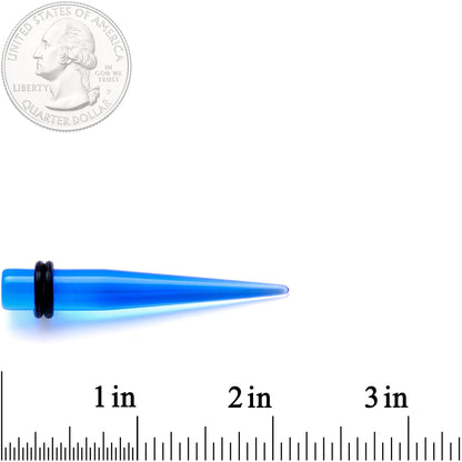 Blue Acrylic Straight Taper Set Available in Sizes  14G to 00G