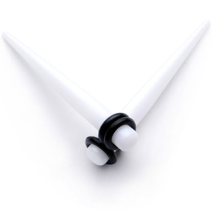 White Acrylic Straight Taper Set Available in Sizes  14G to 00G