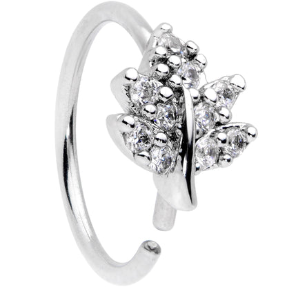 20G 5/16 Clear CZ Gem Maple Leaf Nose Hoop