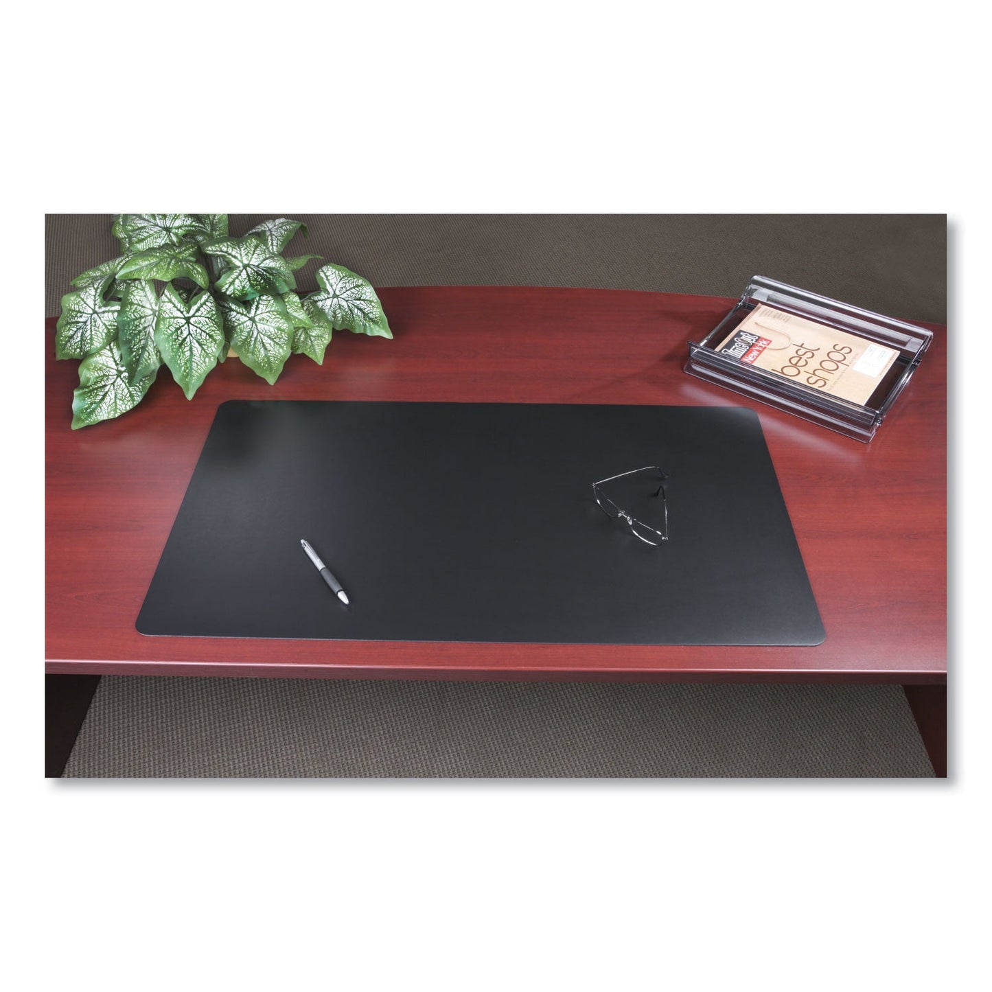 Artistic Rhinolin II Desk Pad with Antimicrobial Protection, 36 x 24, Black