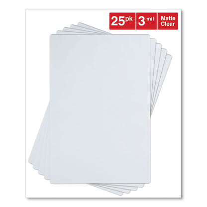 Universal Laminating Pouches, 3 mil, 18" x 12", Matte Clear, 25/Pack