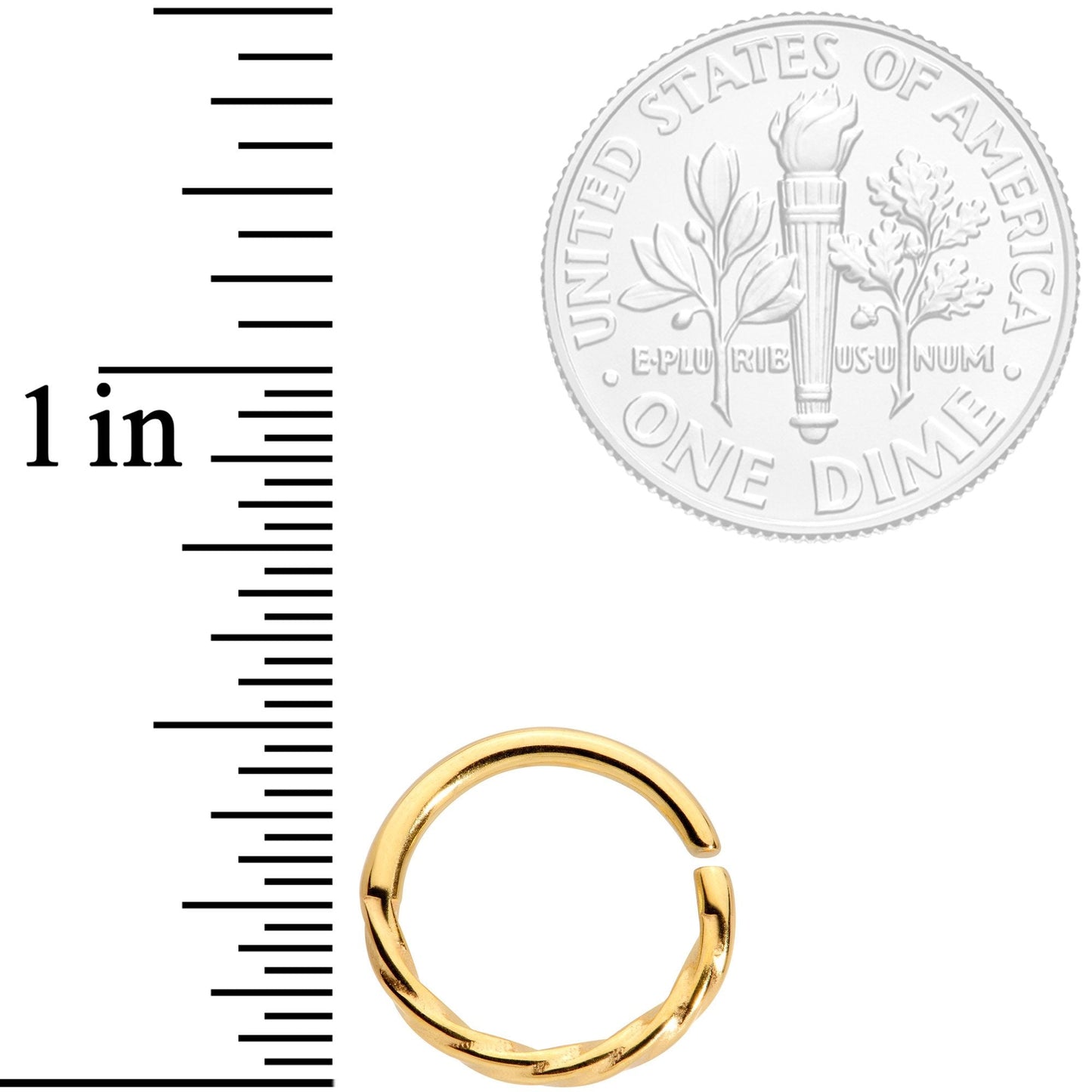 16G 3/8 Gold Tone Simply Twisted Closure Ring