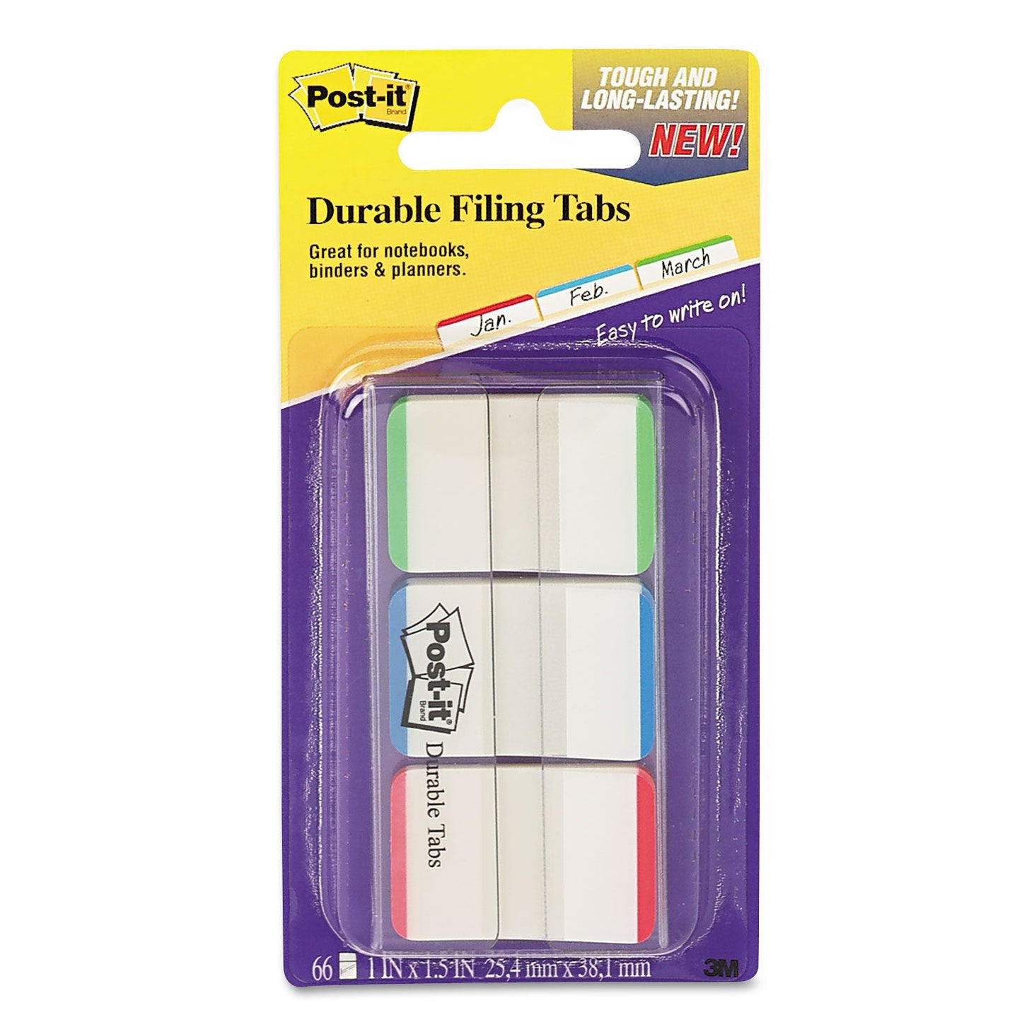 Post-it 1" Lined Tabs, 1/5-Cut, Lined, Assorted Colors, 1" Wide, 66/Pack