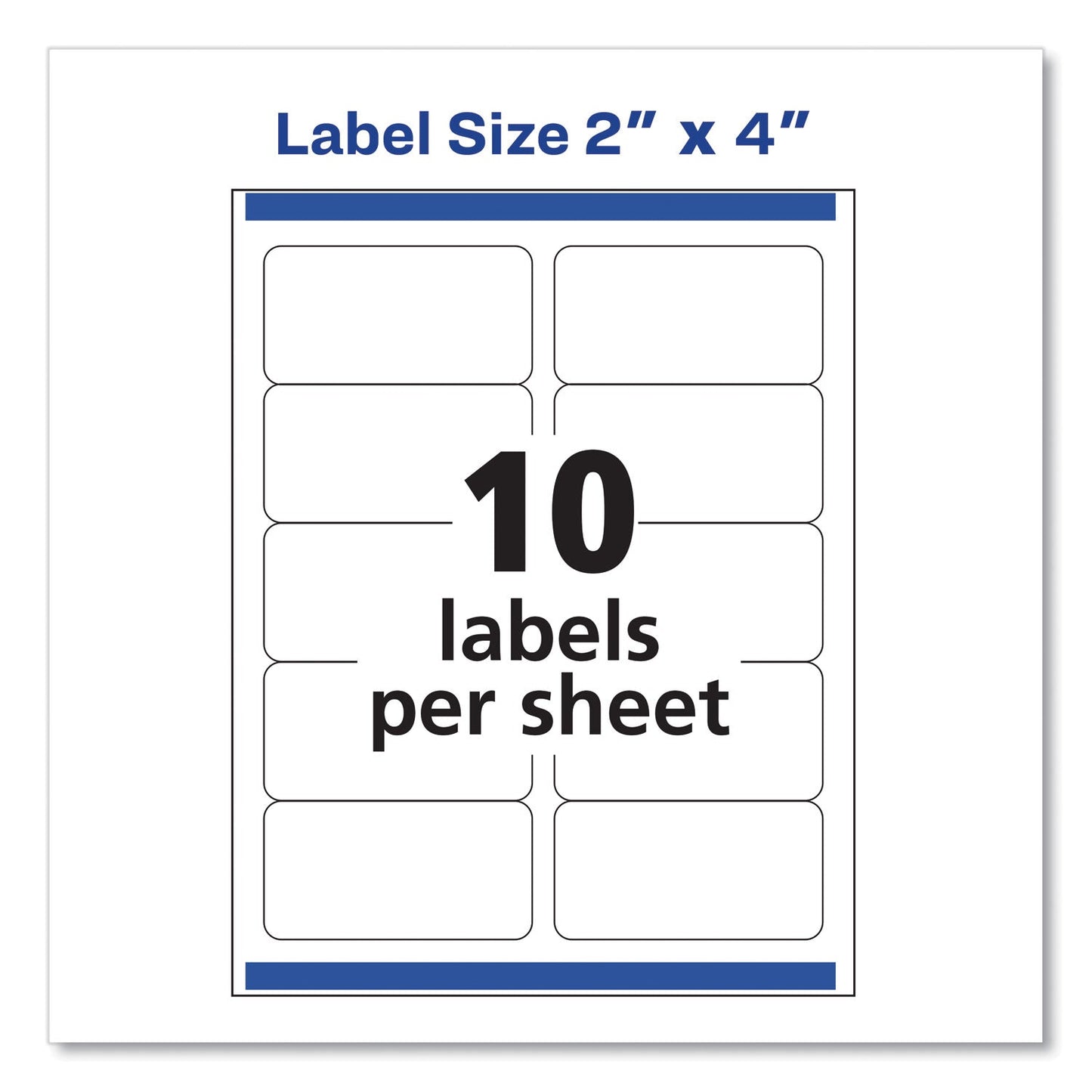 Avery Shipping Labels w/ TrueBlock Technology, Inkjet Printers, 2 x 4, White, 10/Sheet, 100 Sheets/Box