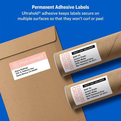 Avery Shipping Labels w/ TrueBlock Technology, Inkjet Printers, 3.33 x 4, White, 6/Sheet, 100 Sheets/Box