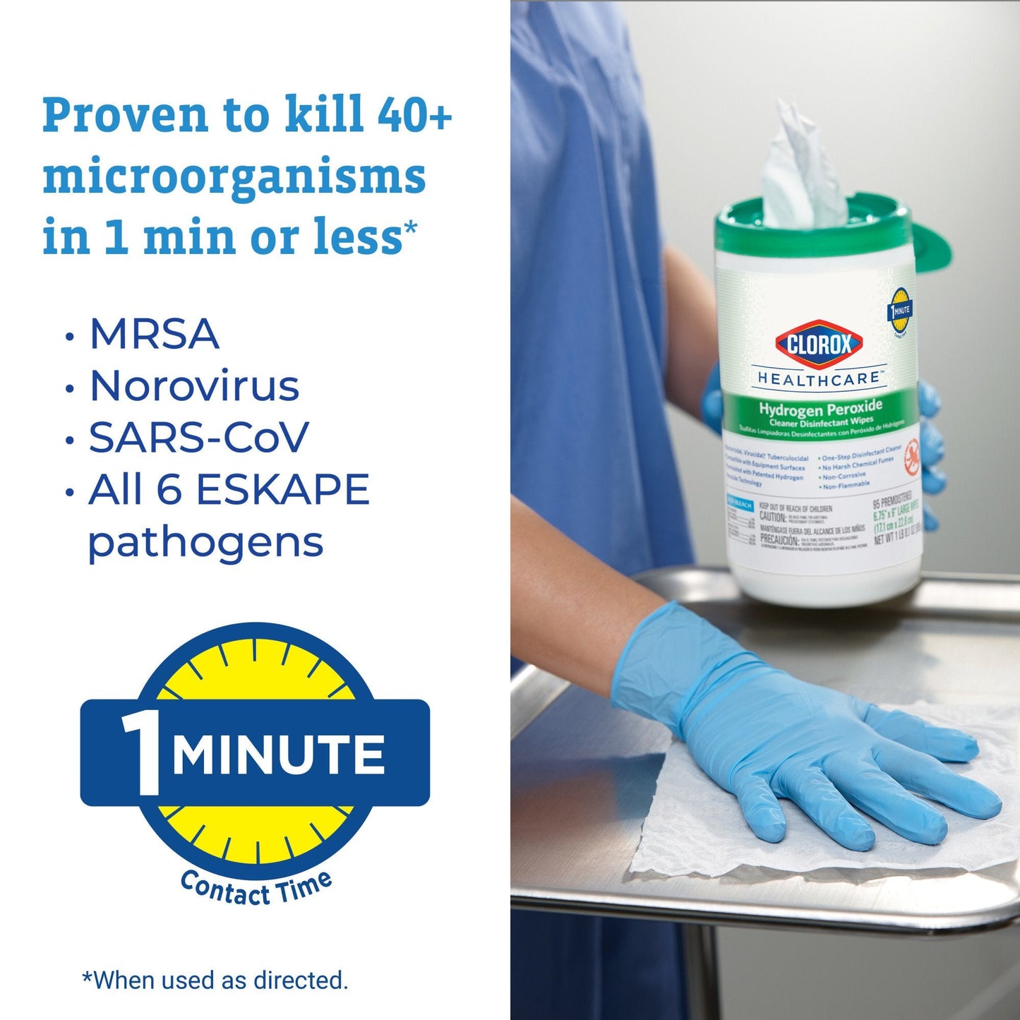 Clorox Healthcare® Hydrogen Peroxide Cleaner Disinfectant Wipes, Refill Pouch 30827