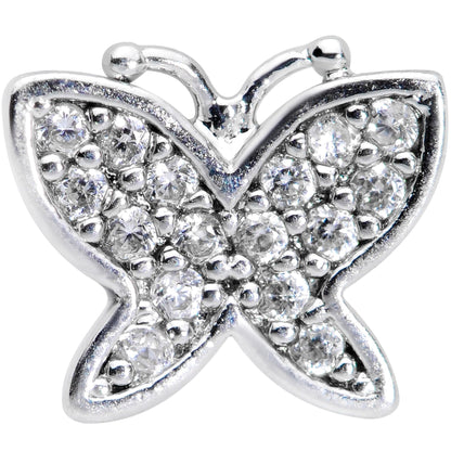 16G 5/16 Clear CZ Gem Spring Butterfly Labret Monroe Tragus