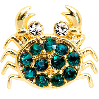 16G 5/16 Clear Green Gem Gold Tone Nautical Crab Labret Tragus