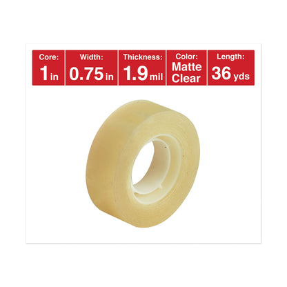Universal Invisible Tape, 1" Core, 0.75" x 36 yds, Clear, 12/Pack