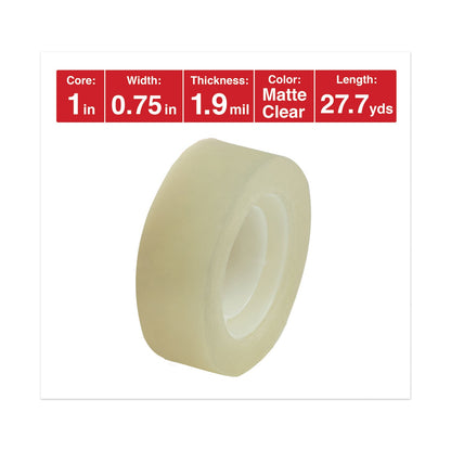 Universal Invisible Tape, 1" Core, 0.75" x 83.33 ft, Clear, 6/Pack