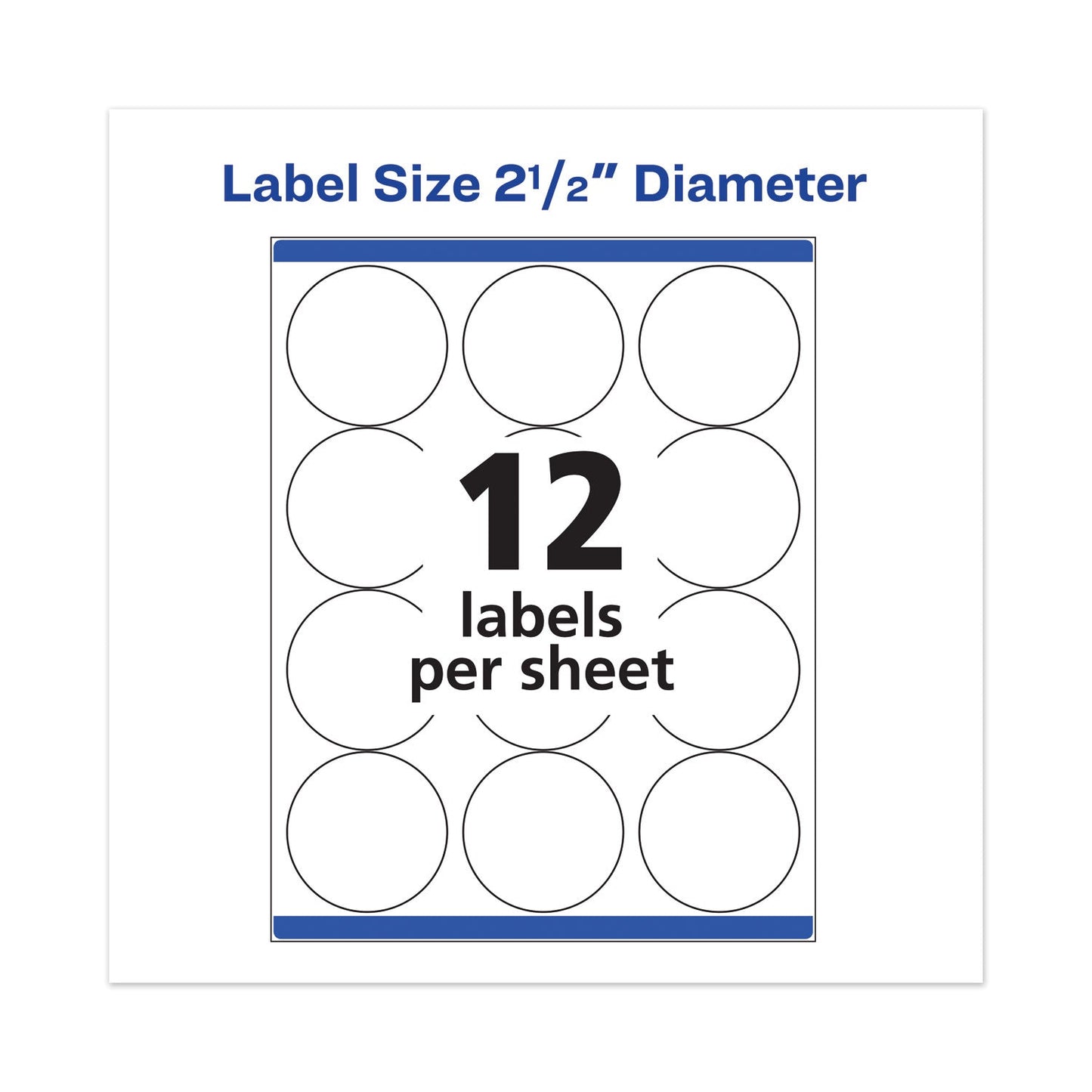 Avery Permanent Laser Print-to-the-Edge ID Labels w/SureFeed, 2 1/2"dia, White, 300/PK