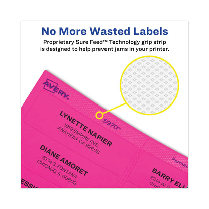 Avery High-Visibility Permanent Laser ID Labels, 2 x 4, Neon Magenta, 1000/Box