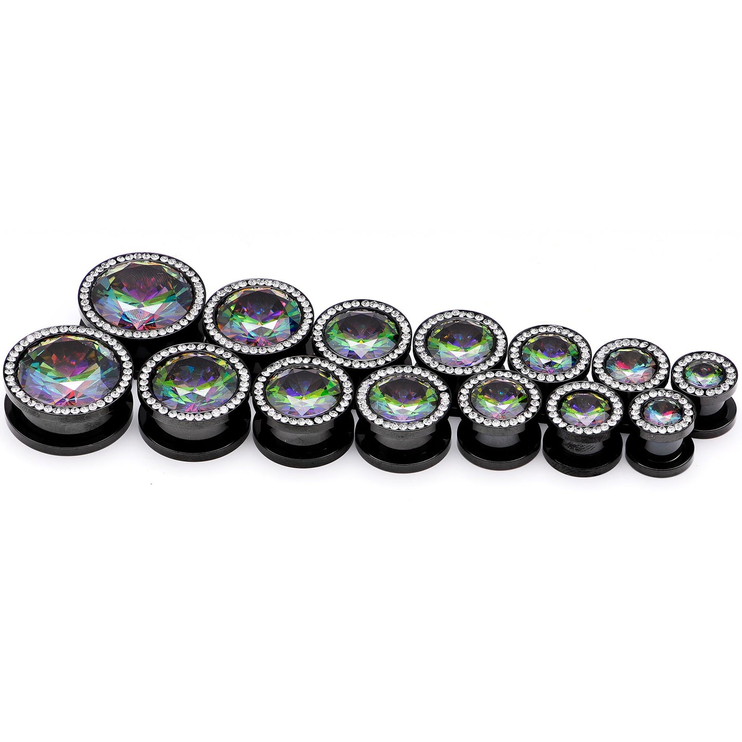 Vitrail Clear CZ Gem Black Hypnotic Screw Fit Plug Set