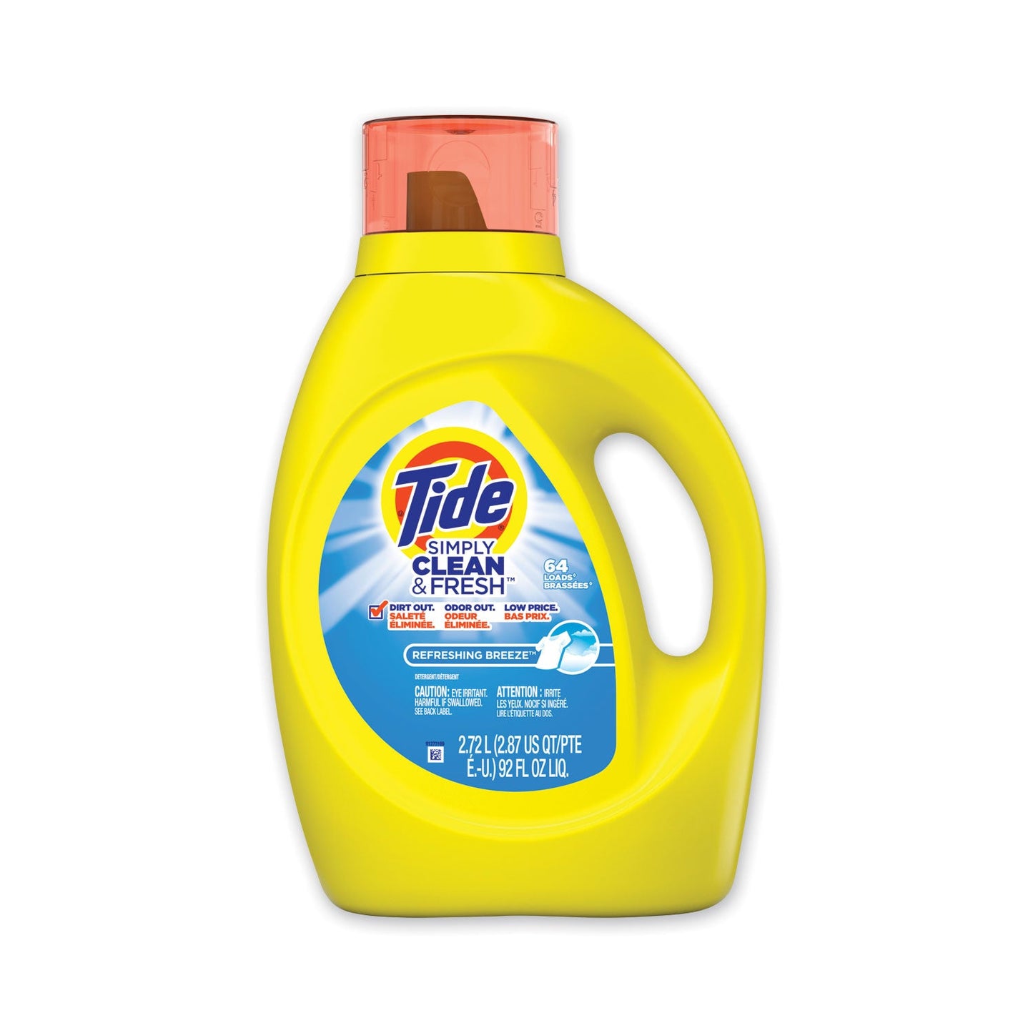 Tide Simply Clean and Fresh Laundry Detergent, Refreshing Breeze, 64 Loads, 92 oz Bottle