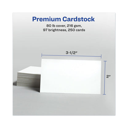 Avery Printable Microperforated Business Cards w/Sure Feed Technology, Laser, 2 x 3.5, White, 250 Cards, 10/Sheet, 25 Sheets/Pack