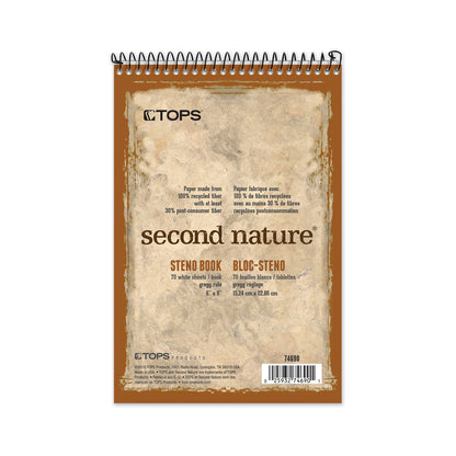 TOPS Second Nature Recycled Notepads, Gregg Rule, Brown Cover, 70 White 6 x 9 Sheets