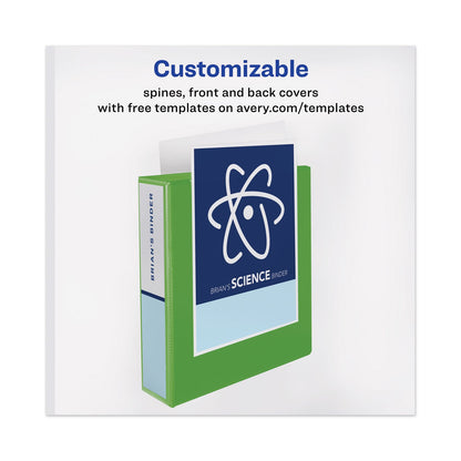 Avery Heavy-Duty View Binder with DuraHinge and Locking One Touch EZD Rings, 3 Rings, 4" Capacity, 11 x 8.5, Chartreuse